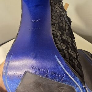 Cuadra Black Woven Heels with Blue Sole 241/2 Mex. 7.5 US